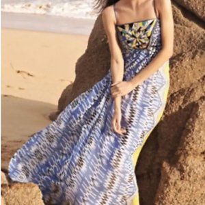 Anthropologie Ranna Gill Bohemian Beaded Maxi Dress Size XS